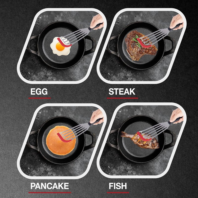 Rifsa Fish Spatulas, Stainless Steel with Heat-Resistant Silicone Tips, Non-Scratch Design for Non-Stick Cookware, Slotted Silicone Spatulas for Frying, Flipping Fish and Eggs. - Image 5